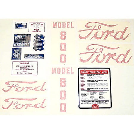 Aftermarket 14 piece Mylar Decal Set Fits Ford Tractor 800 (1955 to 1957) MAE30-1316